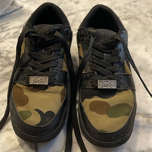 Bape STA shoes size 7 in camo color /black leather - Picture 1 of 12